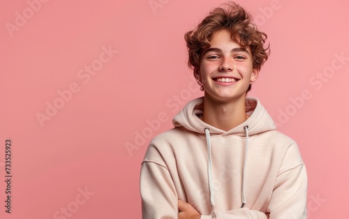 happy smiling caucasian man portrait  professional studio background