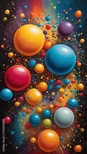 vibrant explosion of color dots  splashing across a black background