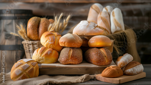 Vintage Aromas: Breads on a Shabby Stand in an Old Bakery