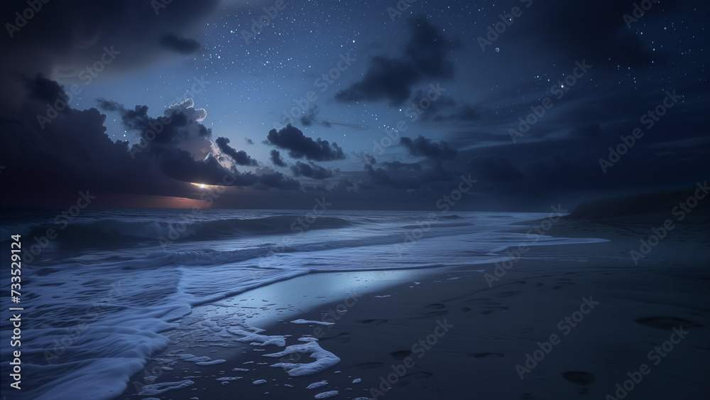 After Sunset: The Beach Under a Starlit Sky