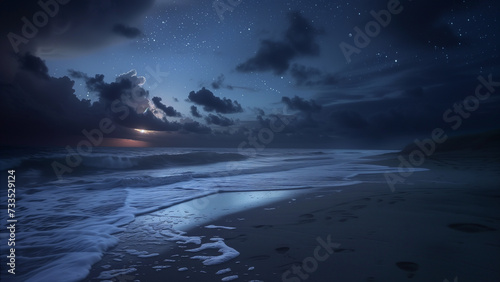 After Sunset: The Beach Under a Starlit Sky © 대연 김