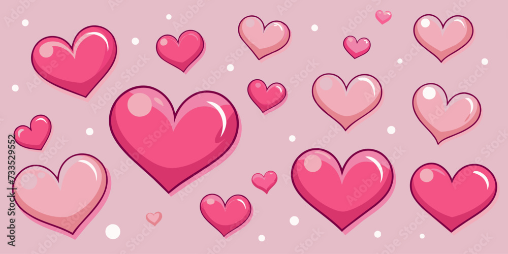Seamless pattern illustration of red love hearts, creating a cute and romantic pink background print. Perfect for Valentine's Day