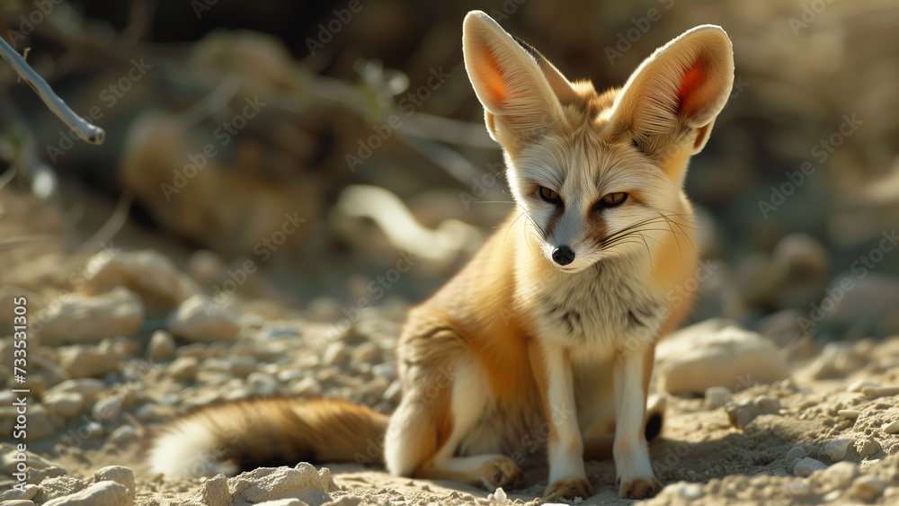 Sandy Sentinel: A Fennec Fox in its Natural Habitat