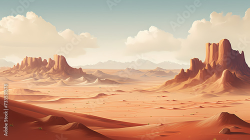 Desert landscape  sand dunes with wavy pattern