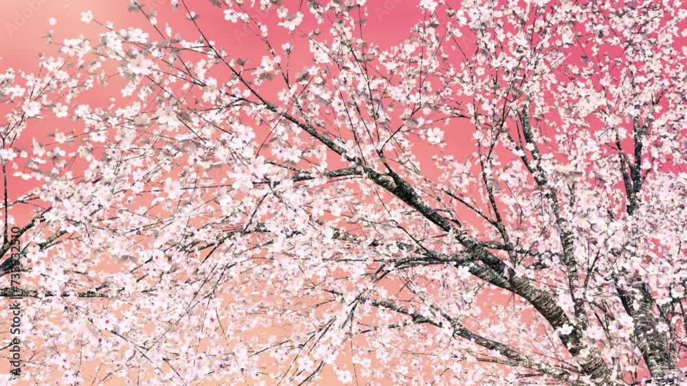 桜の木_横移動_ループ_ピンク背景 桜の木_横移動_ループ_ピンク背景