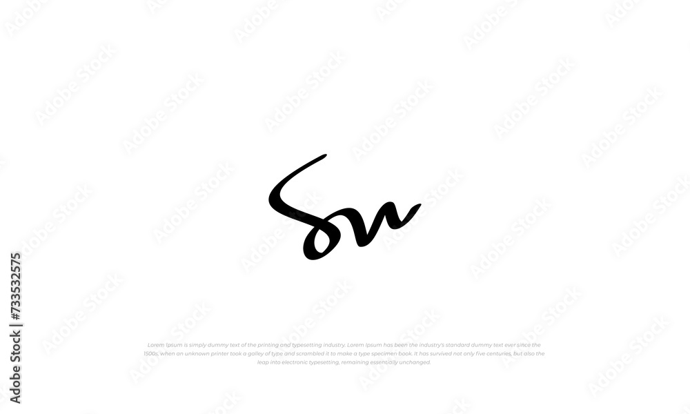 simple, modern monogram logo handwriting initial letter Sw Sn simple, modern monogram logo handwriting initial letter Sw Sn