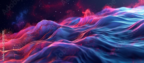 3D rendered picture of a flowing wavy galaxy with abstract cartoon elements.