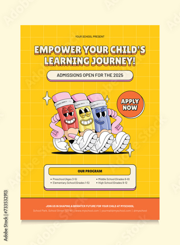 Retro Pop Back To School Event Template. Suitable For Promotion Poster