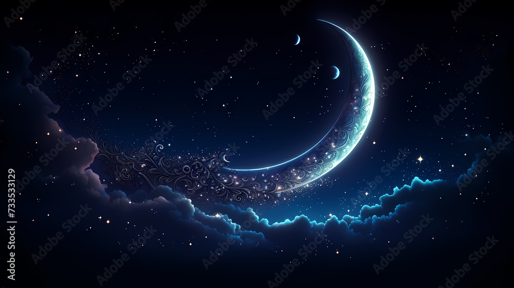 Space galaxy background, 3D illustration of nebulae in the universe