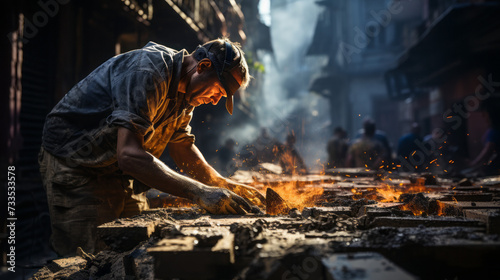 Forging the Inferno: Combining Fire, Metal, and Skill in the Industrial Realm with Construction, Barbecue, and Nature's Bounty, generative AI