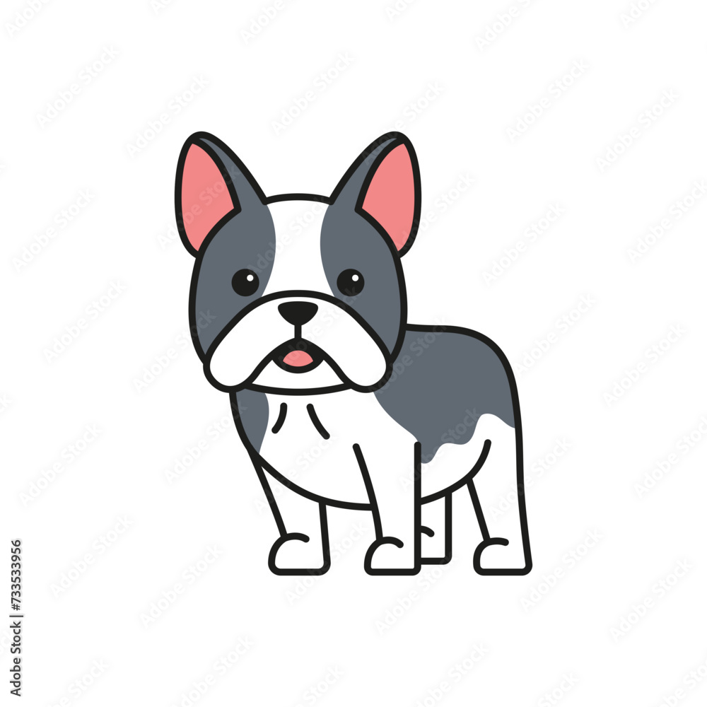 French bulldog icon in flat style. Vector illustration on white background.