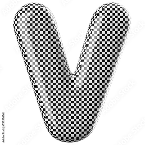 Wallpaper Mural Checkered alphabet letter V font racing bubble 3d render Torontodigital.ca