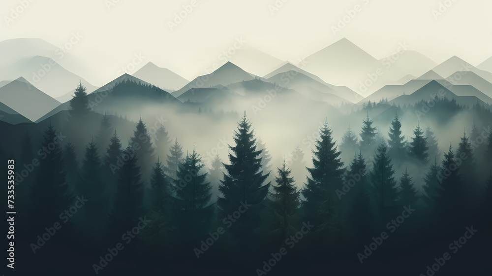 Fototapeta premium Lush green forest, vibrant green plants in the forest