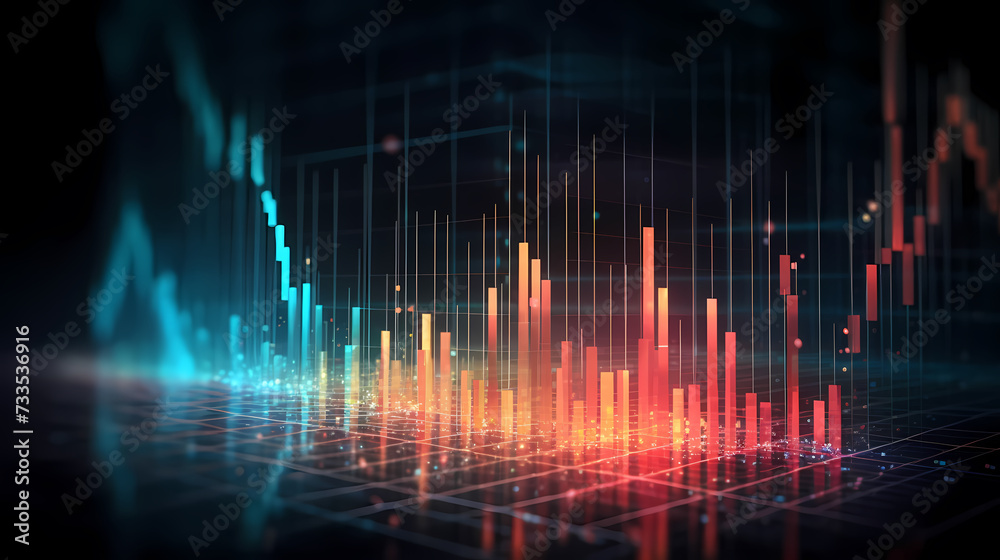 Stock market chart line concept, business chart on stock market background