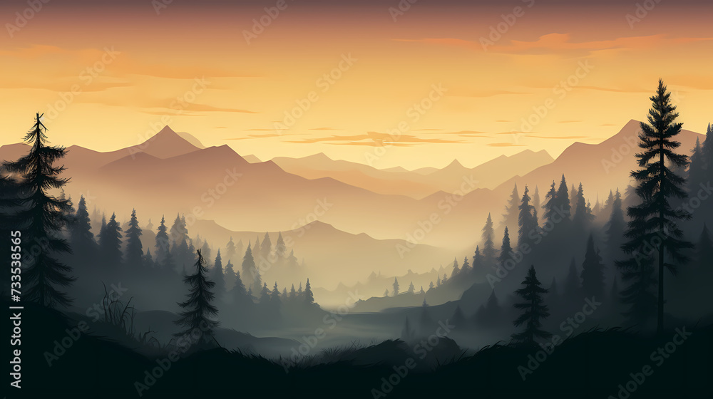 Fototapeta premium Forest background, vibrant trees