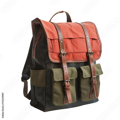 Obraz na płótnie tourist khaki backpack on a transparent background w salonie