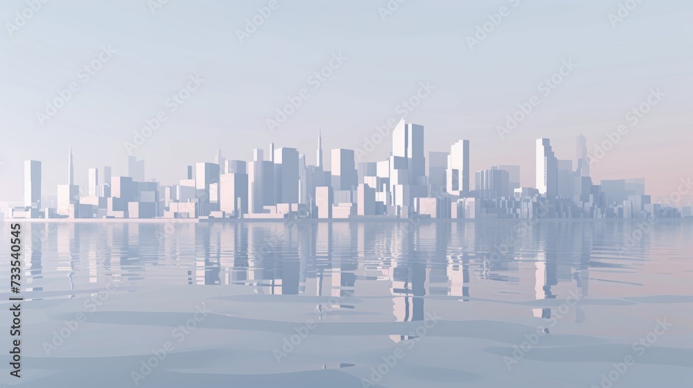 3d rendered city skyline with water background vector illustration. 3d rendered city skyline with water background vector illustration.