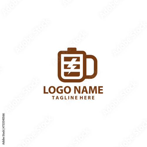 battery coffee logo design vector