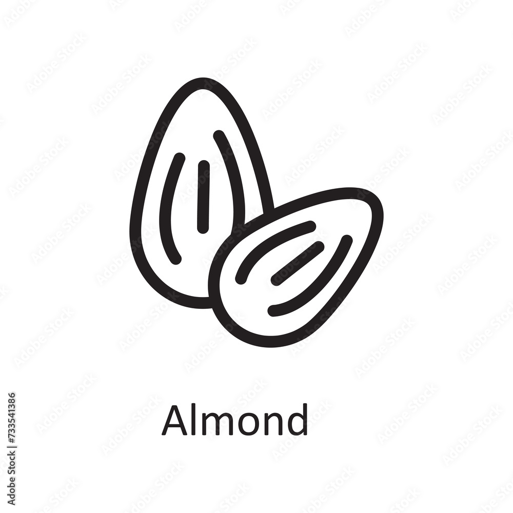 Almond icon. simple liner vector Almond icon on white background..eps Almond icon. simple liner vector Almond icon on white background..eps