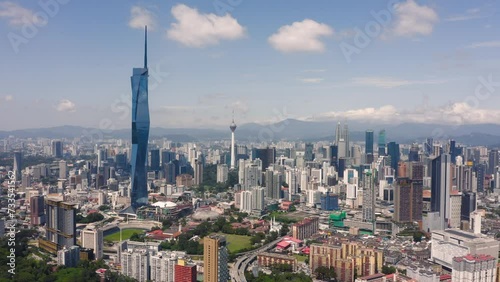 Panorama of Kuala Lumpur on a sunny day. Aerial view photo