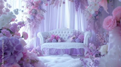 white purple wedding stage