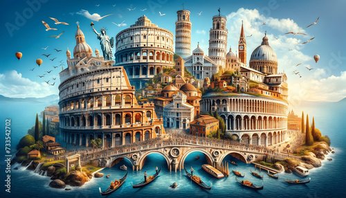 a journey through Italy's iconic landmarks, capturing the essence of its rich cultural heritage and architectural splendor