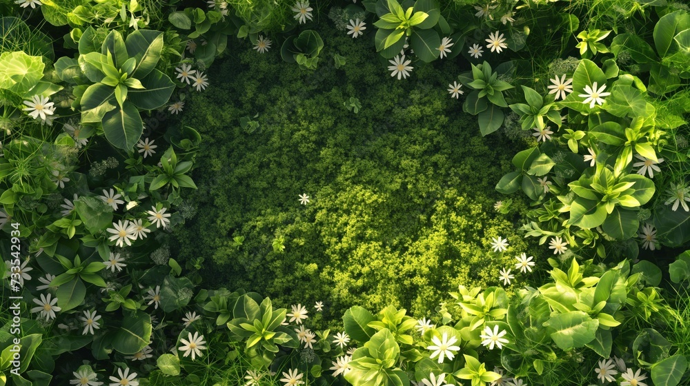 Fundo fotográfico para produtos e mochup com grama verde e plantas ao redor inspirado na primavera. Fundo fotográfico para produtos e mochup com grama verde e plantas ao redor inspirado na primavera.