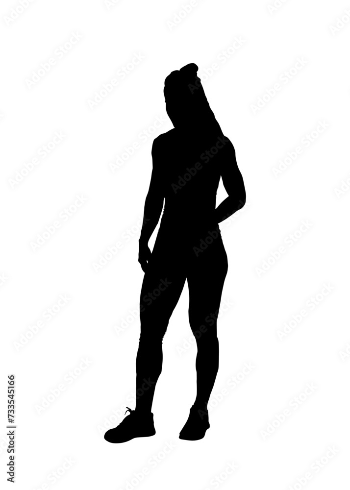 Vector of sports girls gymnastics exercise poses silhouettes isolated on white background