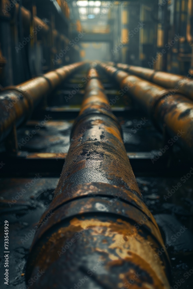 Pipeline and pipe rack of petroleum and natural gas transportation pipeline to the industrial refinery, petroleum organization delivering resources production Pipeline and pipe rack of petroleum and natural gas transportation pipeline to the industrial refinery, petroleum organization delivering resources production