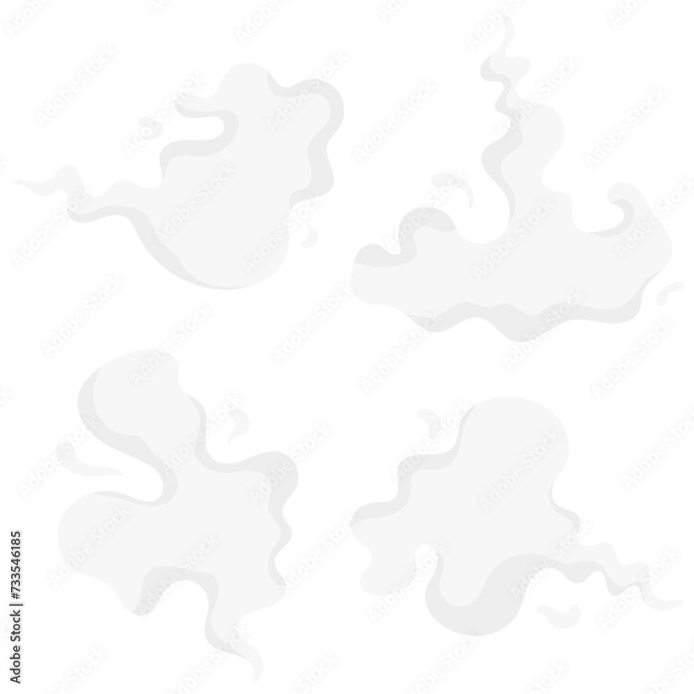 Cartoon Smoke Cloud Element Collection. Streams of Comic Smoke, and Dust, Isolated Vector