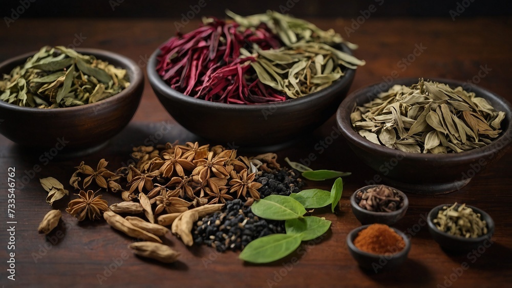 Fototapeta premium Set of Common Spices for Cooking and Baking