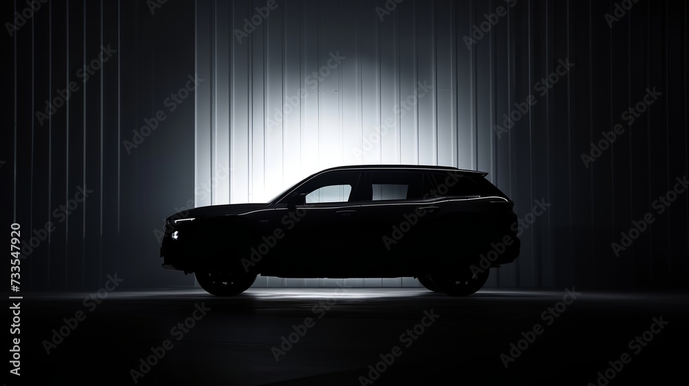 Dramatic Silhouette of a Vehicle Against a Dark Canvas with
