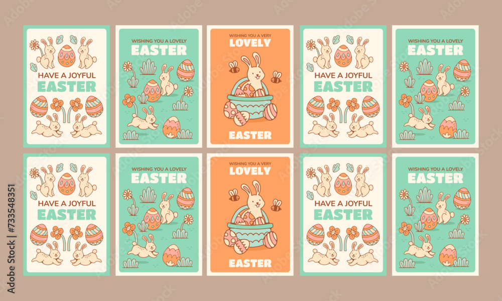 happy easter day vector illustration flat design template