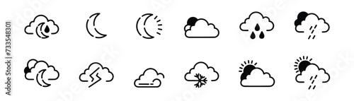 Weather forecast - outline web icon set