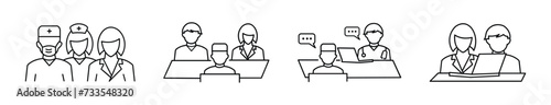  medical personnel  Doctor Icons Set on Line Style Vector. Doctor and Nurse icon set in line style.