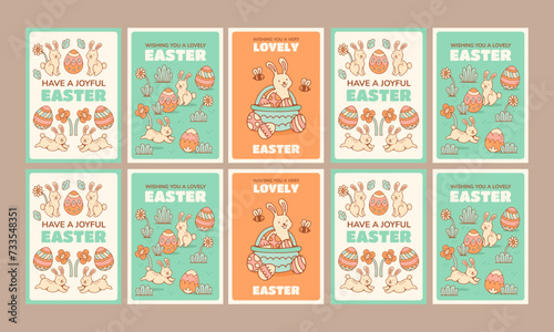 happy easter day vector illustration flat design template