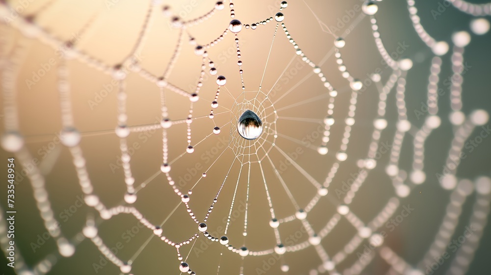 Obraz premium Natures Necklace: Dew Drops on a Web