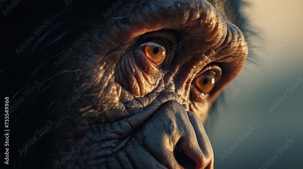 Chimpanzee close-up, Hyper Real