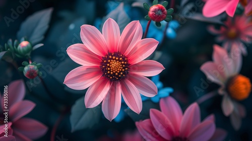 The radiant presence of a dahlia in the garden, its bloom a focal point of natural beauty and tranquility.