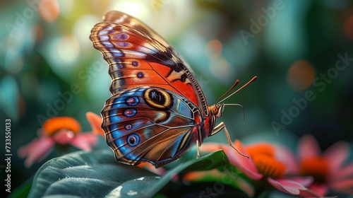 The delicate symmetry of a butterfly's wings mirrors the intricate design of the flower it frequents.
