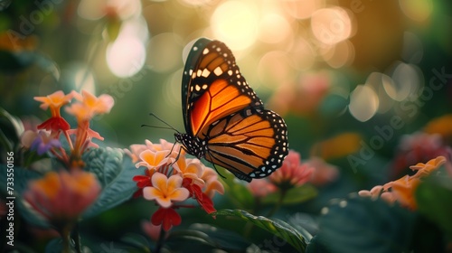 A butterfly's journey through the garden culminates in a pause on the welcoming petals of a flower. © Yaroslav Herhalo