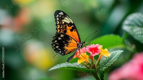 A butterfly enjoys the nectar of a flower  a natural scene of beauty and survival.