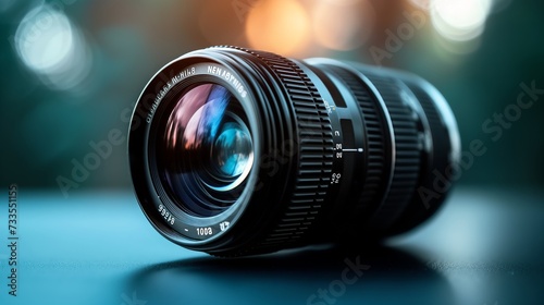 Modern camera equipment in focus, with a blurred abstract background.
