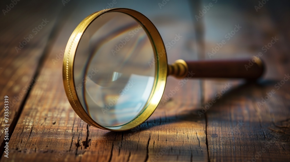 Magnifying glass enhancing the wooden grain, a fusion of natural and scientific. Magnifying glass enhancing the wooden grain, a fusion of natural and scientific.