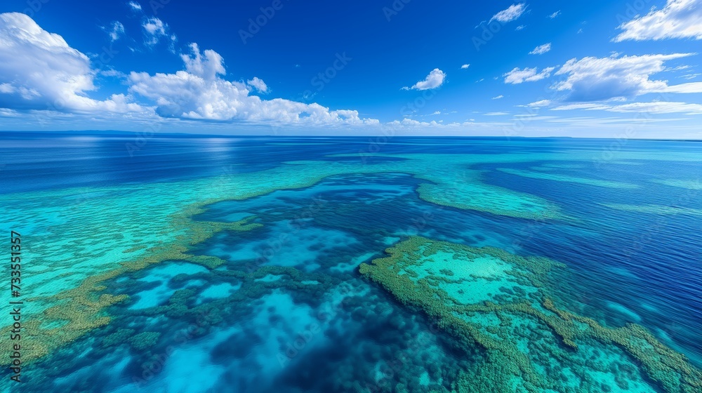 Turquoise waters of the Barrier Reef, a testament to marine biodiversity and natural beauty.