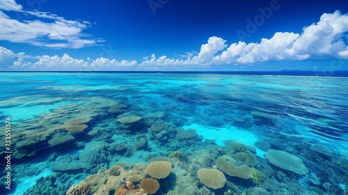 Shallow waters of the Great Barrier Reef, revealing the complexity of its coral structure.