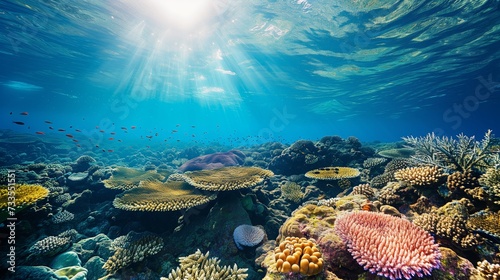 Underwater flora and fauna flourish in the protected area of the Barrier Reef.