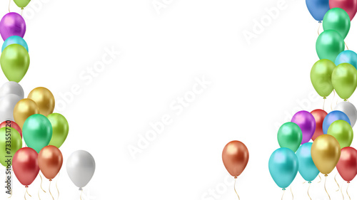 Modern birthday background with balloons Illustration set party balloons, confetti with space for text - vector Isolated from background. File contains clipping mask and gradient mesh.