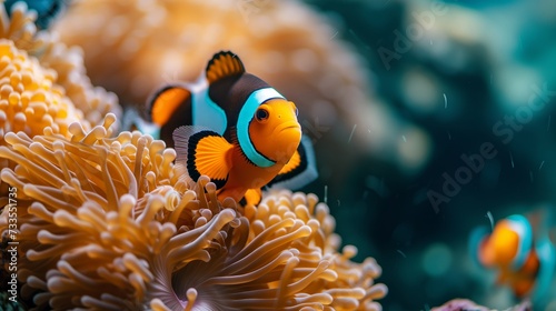 A splash of orange against the backdrop of a symbiotic underwater world.