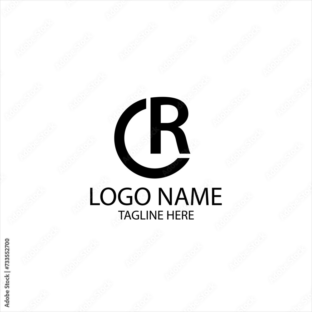 initial CR circle linked logo design vector